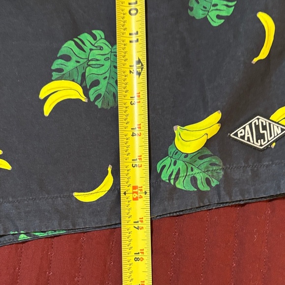 PacSun Men’s Black Swim Trunks with Banana and Leaf Print Size Large - Picture 10 of 13